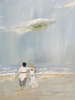 Walk on the beach - acrylic on canvas